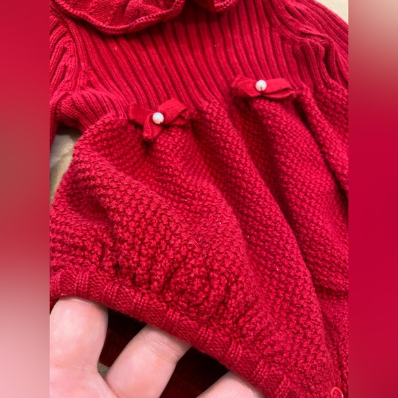 Shabby Chic baby girl knit romper dress set worn Pom Pom beret hat - Picture 10 of 12